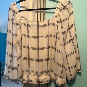 Plaid Women's Top - Cream and Black